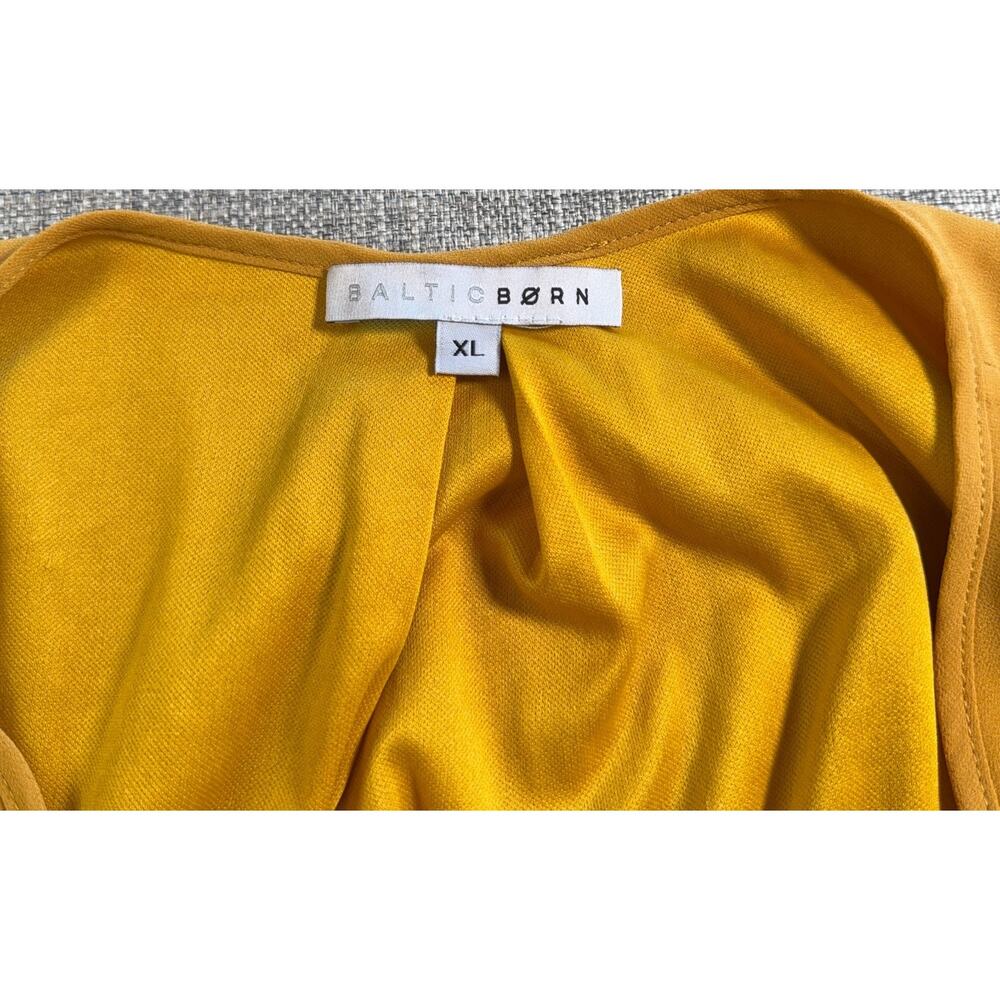 Baltic Born Lydia Maxi Dress XL Mustard Yellow Faux Wrap Long Sleeve Boho Weddin - Picture 3 of 4